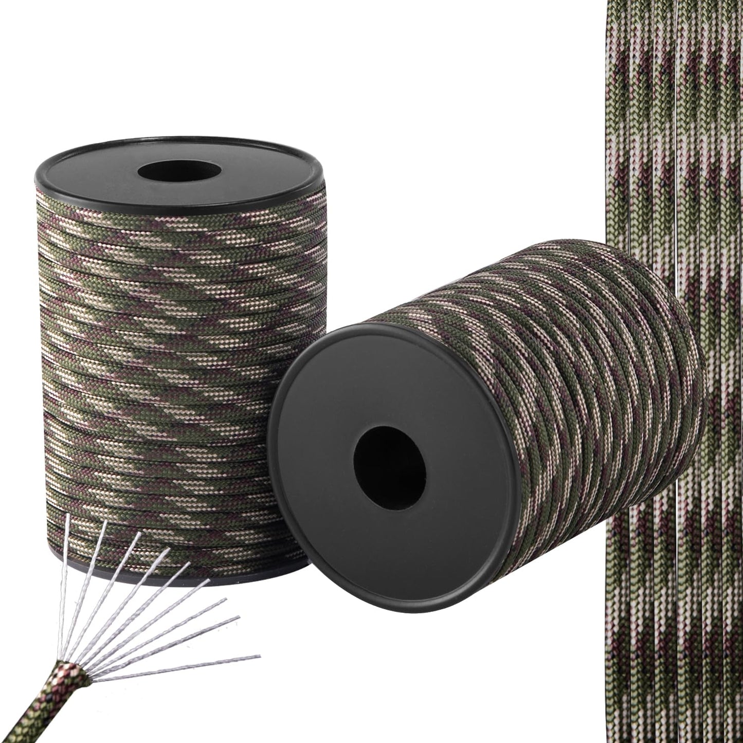 AZYM Paracord Rope9 Strand Parachute Cord 4mmTactical Paracord Ropefor CampingFishing Clothesline Hammock Outdoor HikingTentDIY Projects(Camo 30 M/98 FT)