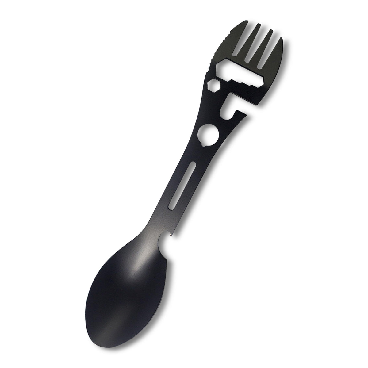 Generic Outdoor multifunctional spoon 10-in-1Bottle opener fork and knifeOutdoor tableware for camping tripField survival toolsHiking camping tools Black